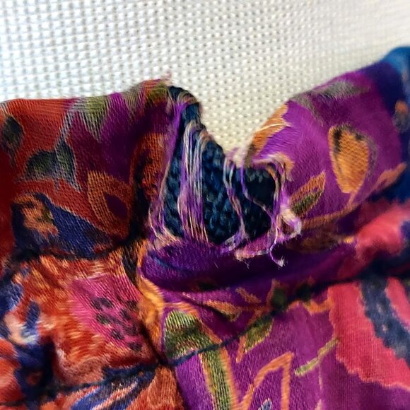 Vintage Boho Womens M/L? Patchwork Tiers Semi Sheer Lightweight Maxi Skirt Flaw - Picture 8 of 11